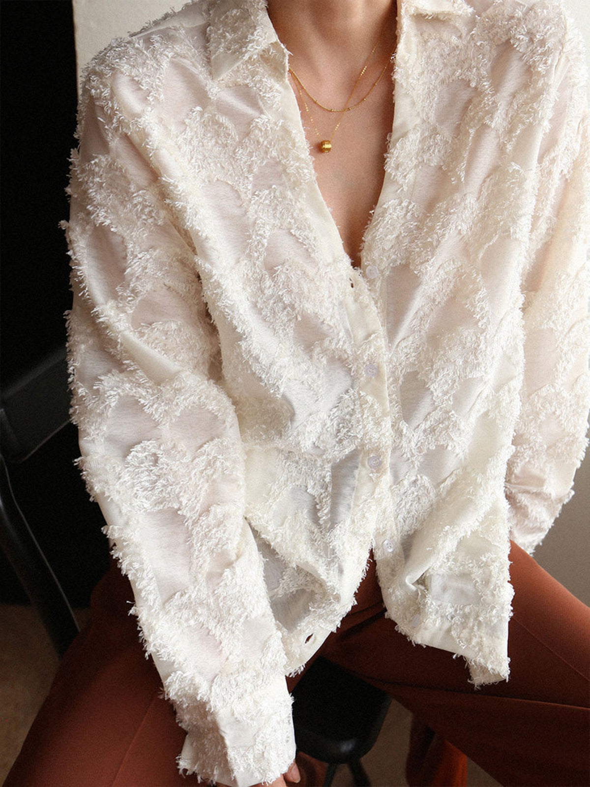 Leonie | Elegantes Jacquard-Hemd mit Blumenmuster