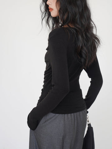 Anja | Drapiertes Langarm-Slinky-Shirt