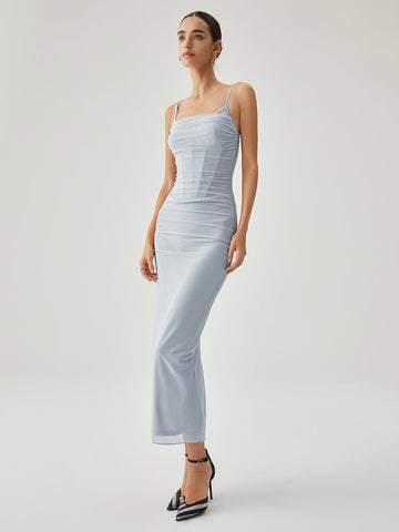 Anneliese | Elegantes, drapiertes Maxi-Tankkleid mit Schlitz