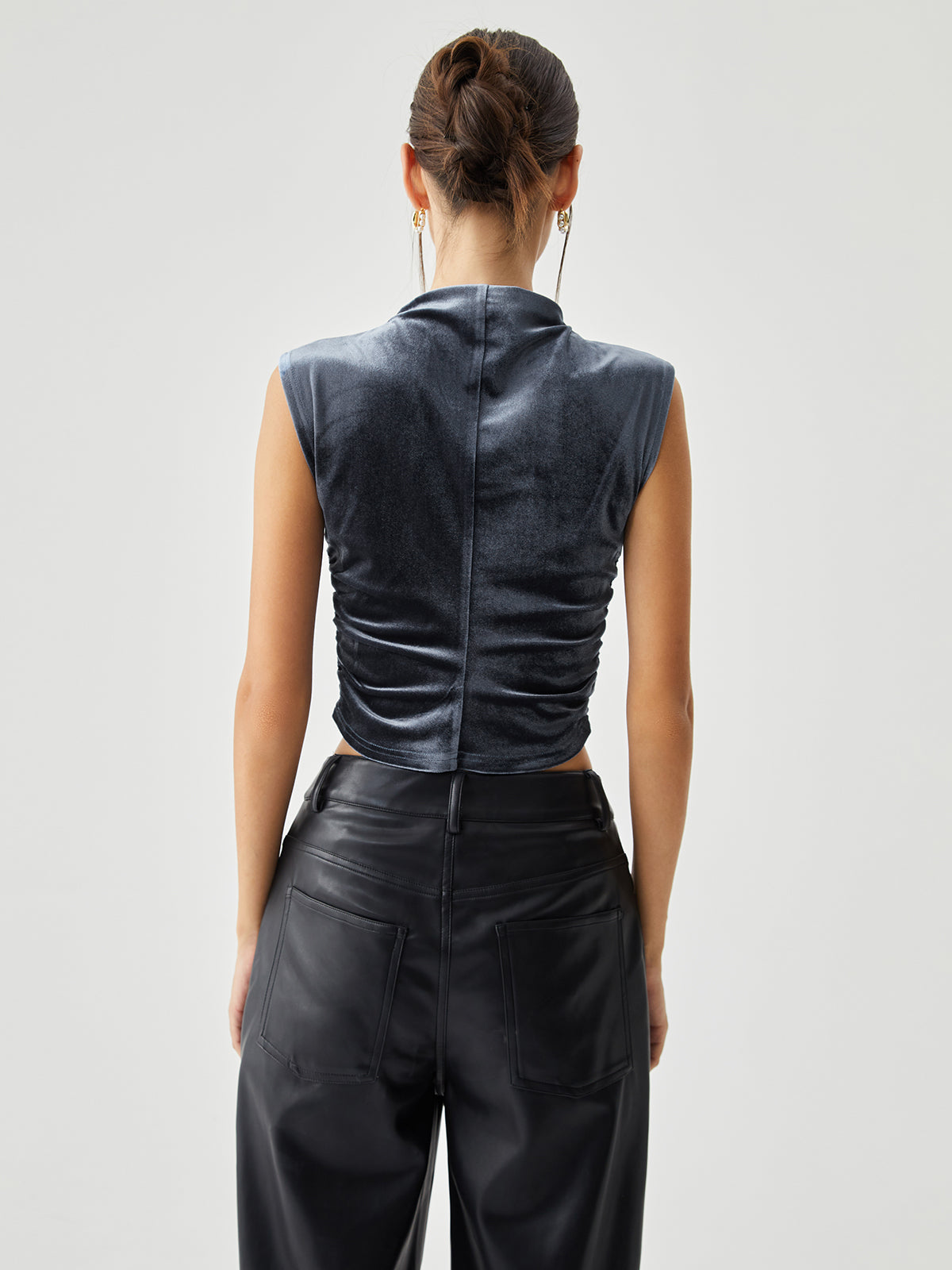 Clara | Elegantes drapiertes Samt-Crop-Top