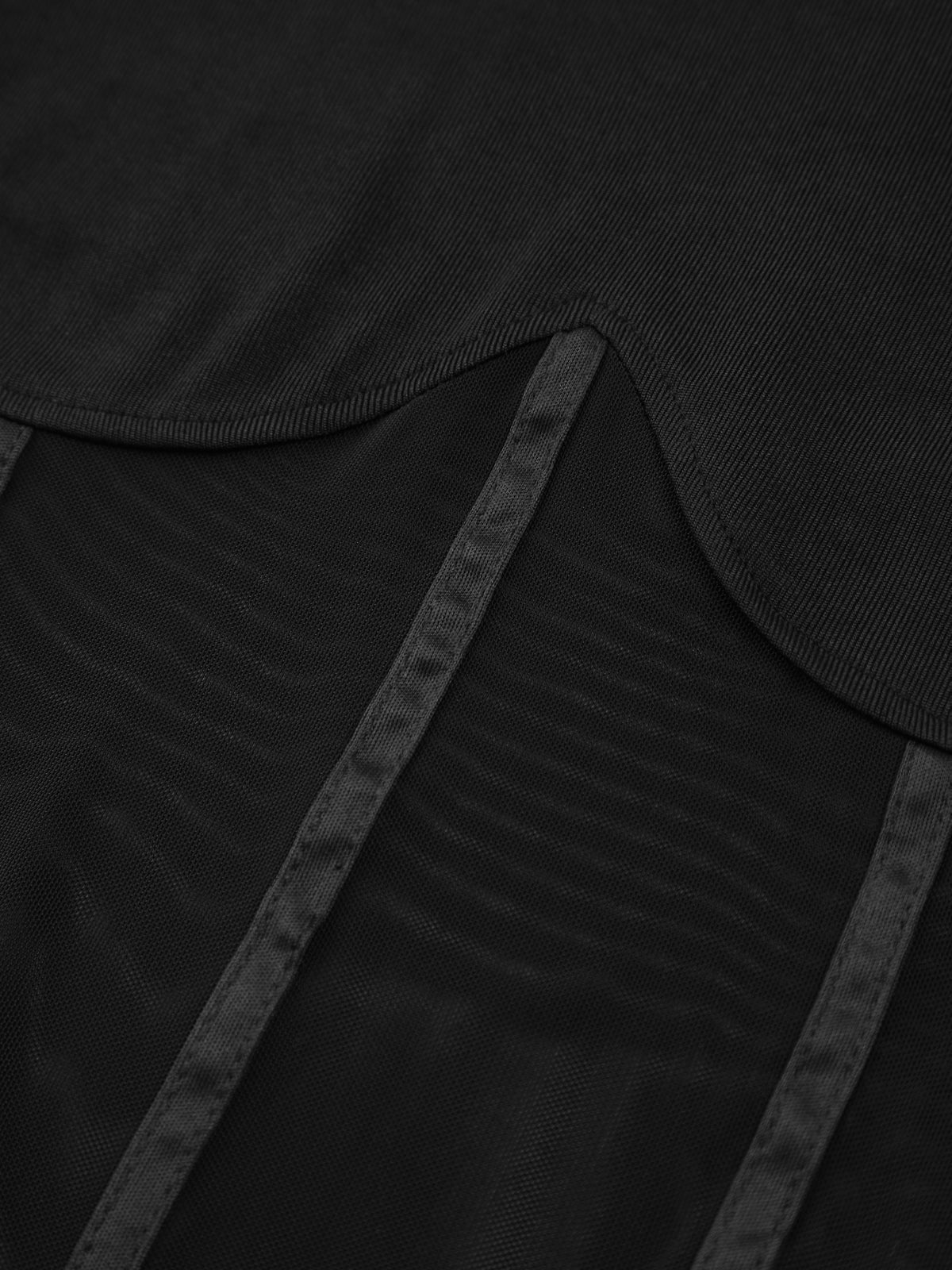 Mia | Elegantes Mesh Kombination Korsett Langarm Top