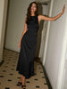 Celine | Elegantes Satin Maxi-Kleid mit Rückenkreuz