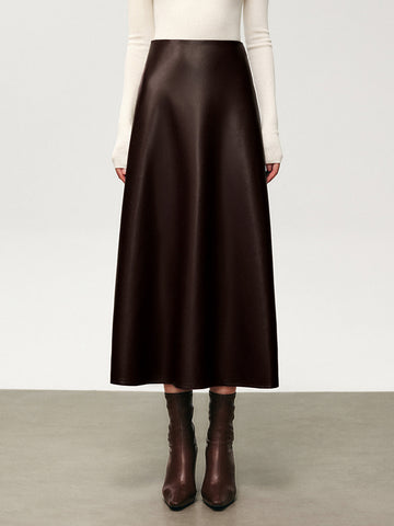 Lena | Eleganter Midirock aus plissiertem Kunstleder