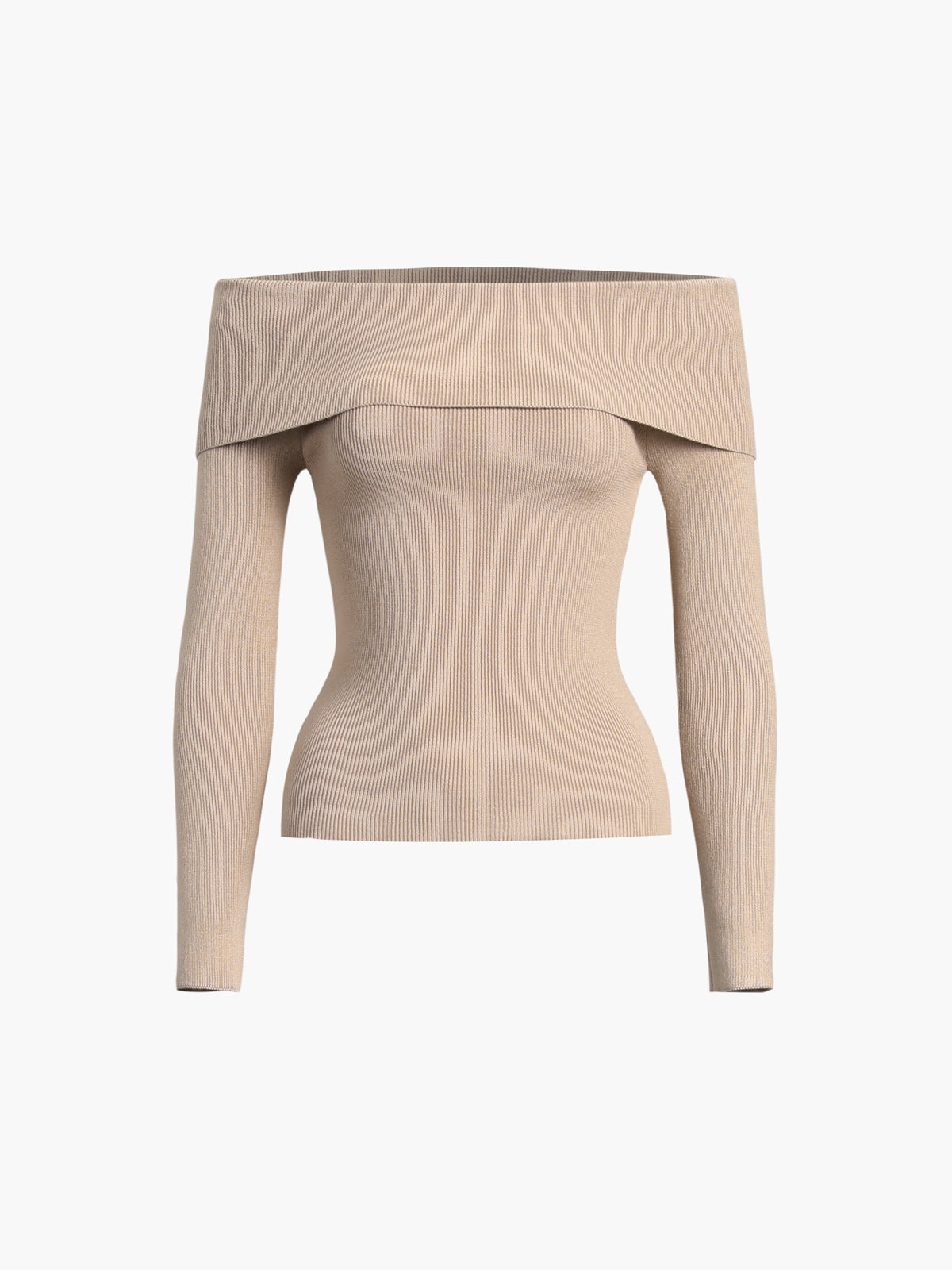 Laura | Schulterfreies Overfold Langarm-Strick-Top