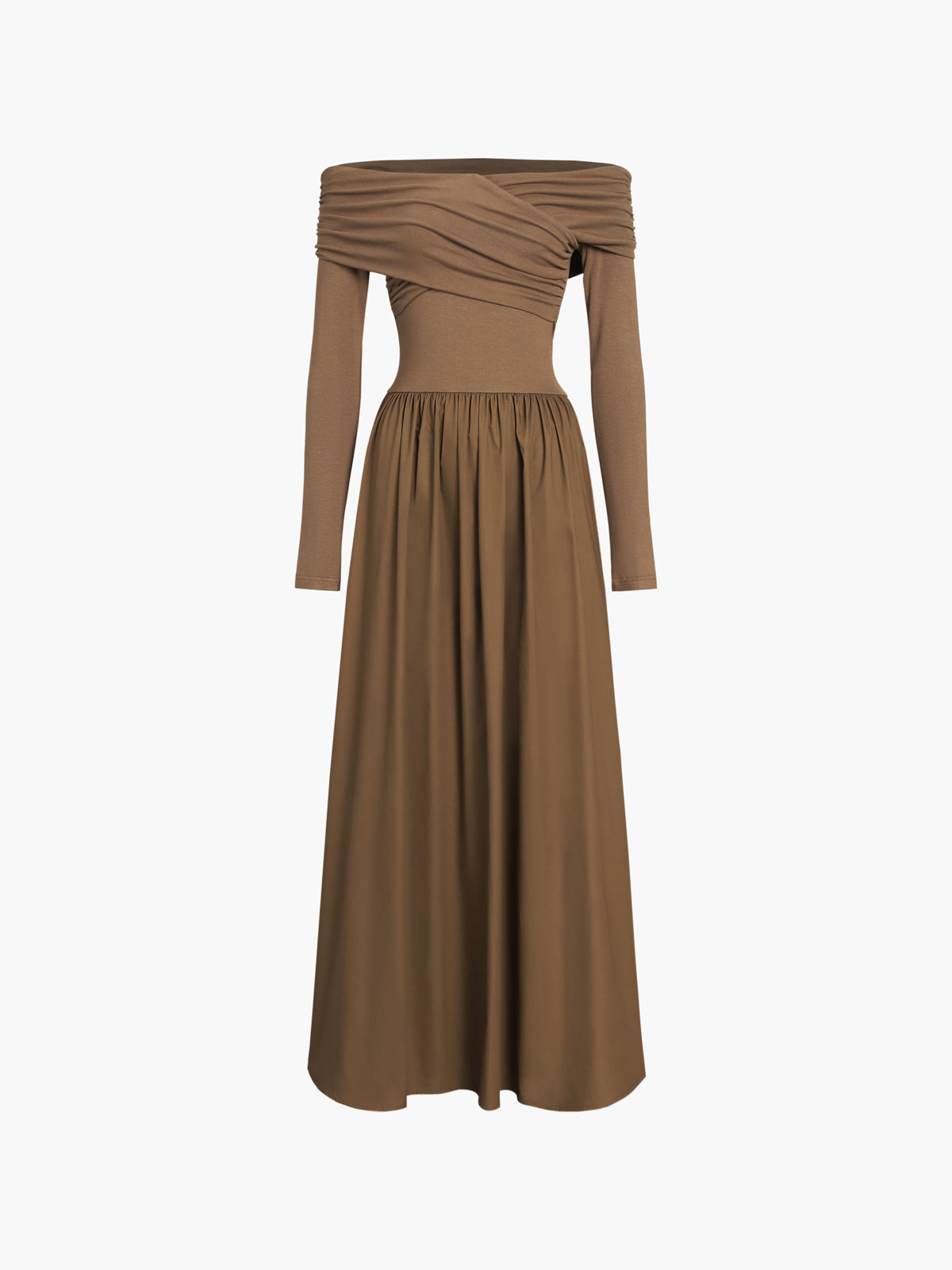 Charlotte | Stilvolles schulterfreies Maxikleid mit gekreuzten Schultern