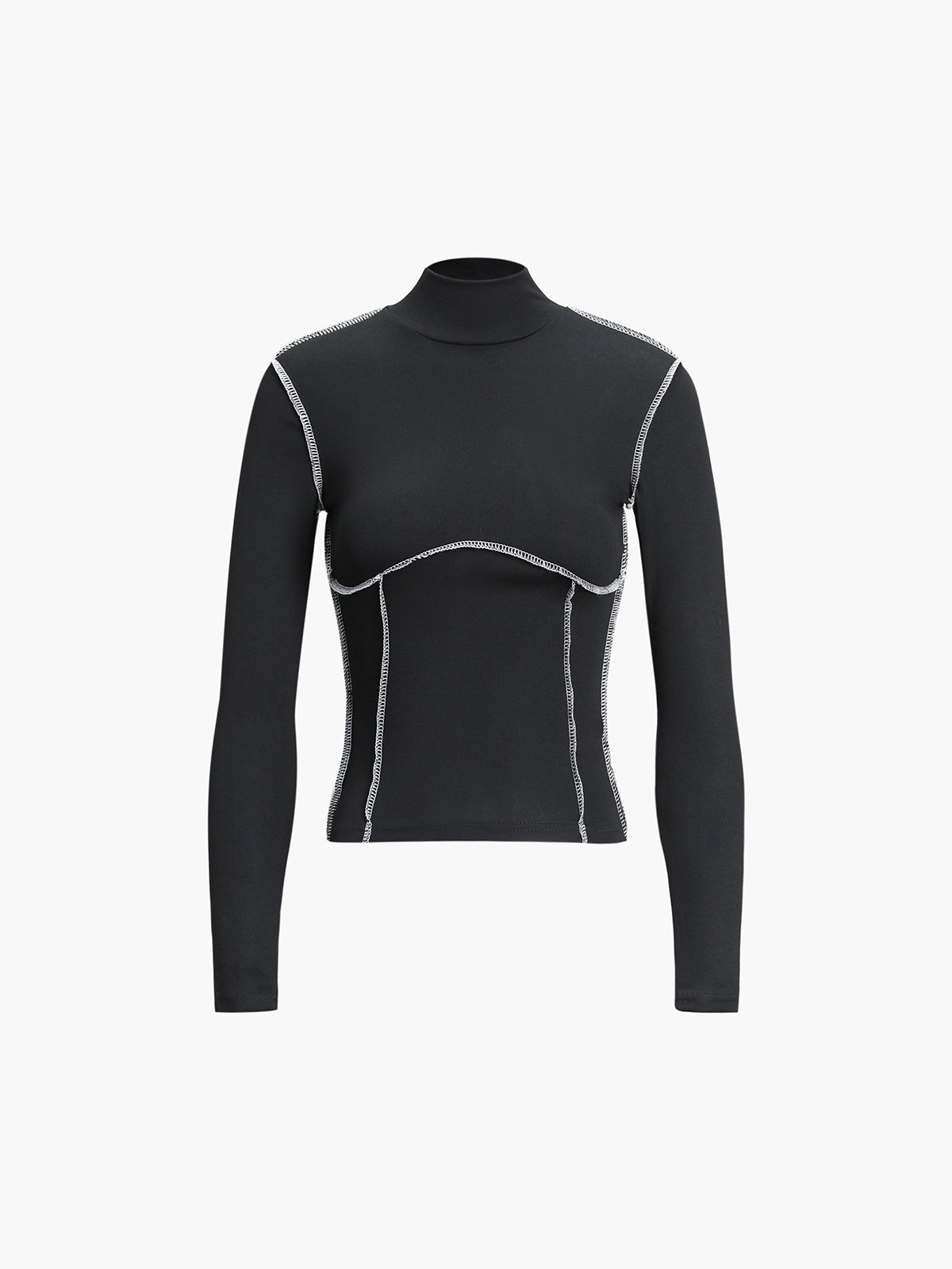 Martin | Kontrastiertes Mock Neck Langarmoberteil