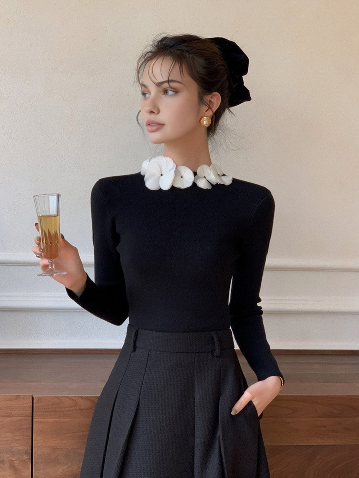 Clara | Eleganter Strickpullover mit Blumenmuster