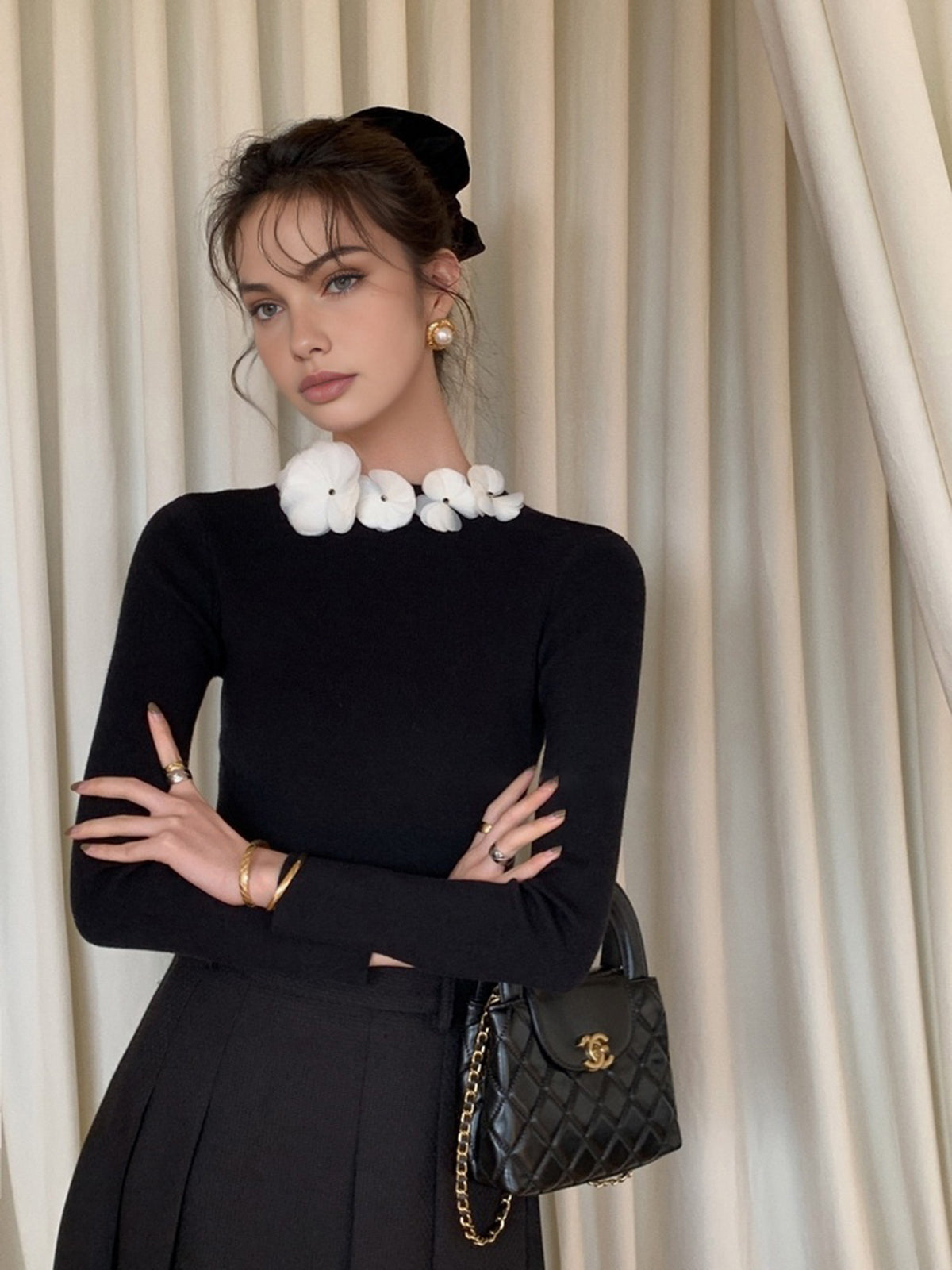 Clara | Eleganter Strickpullover mit Blumenmuster