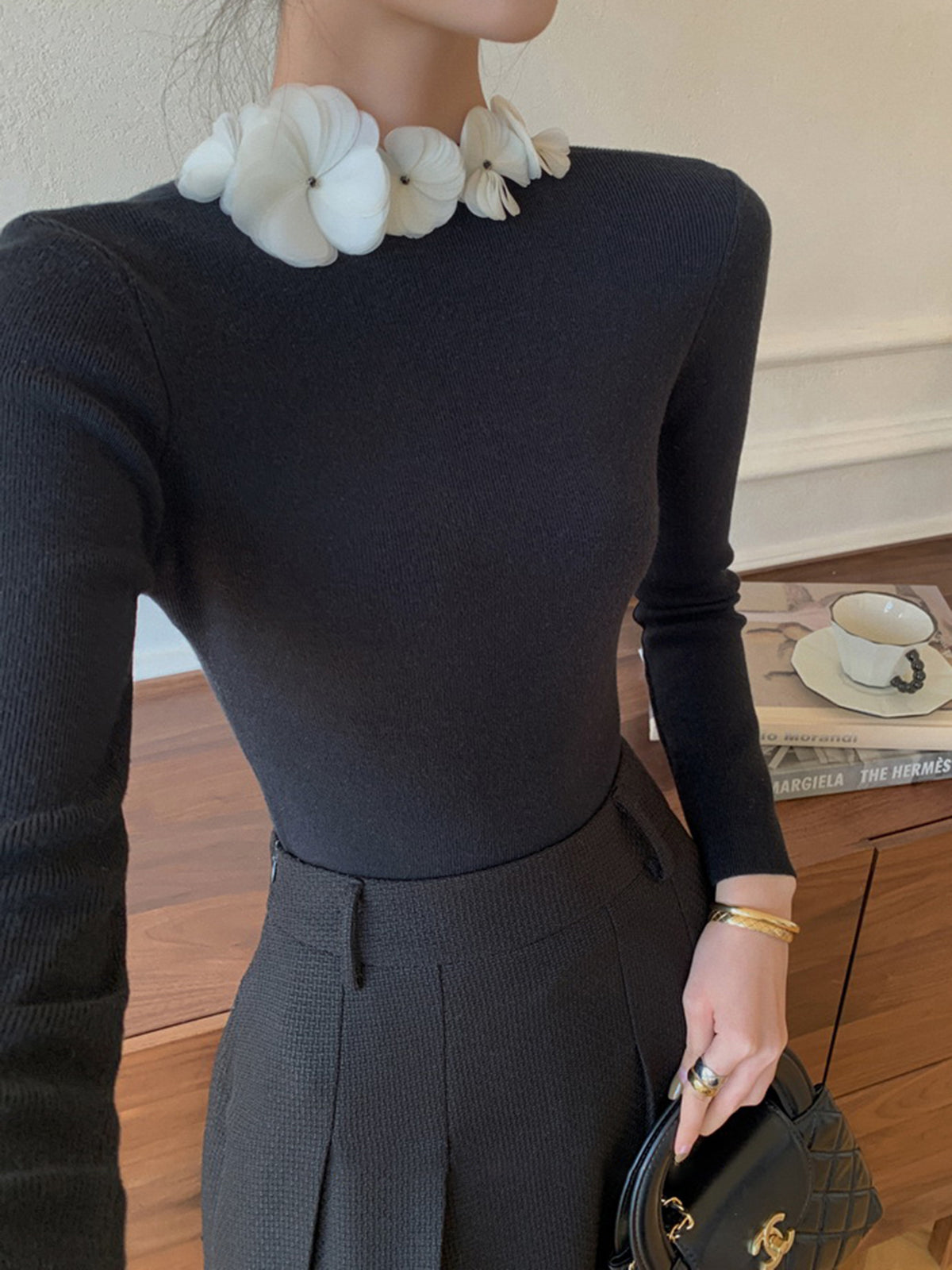 Clara | Eleganter Strickpullover mit Blumenmuster