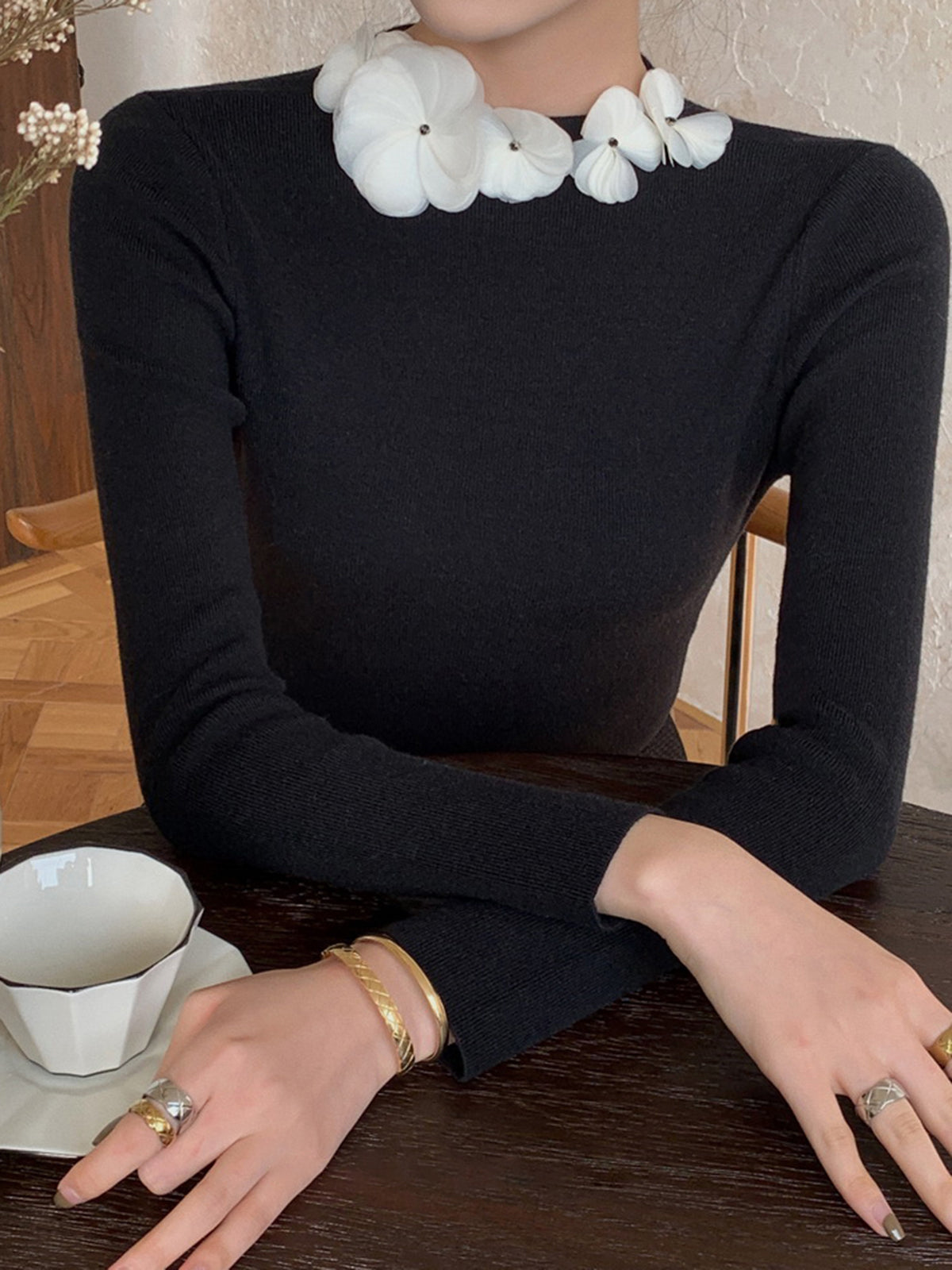 Clara | Eleganter Strickpullover mit Blumenmuster