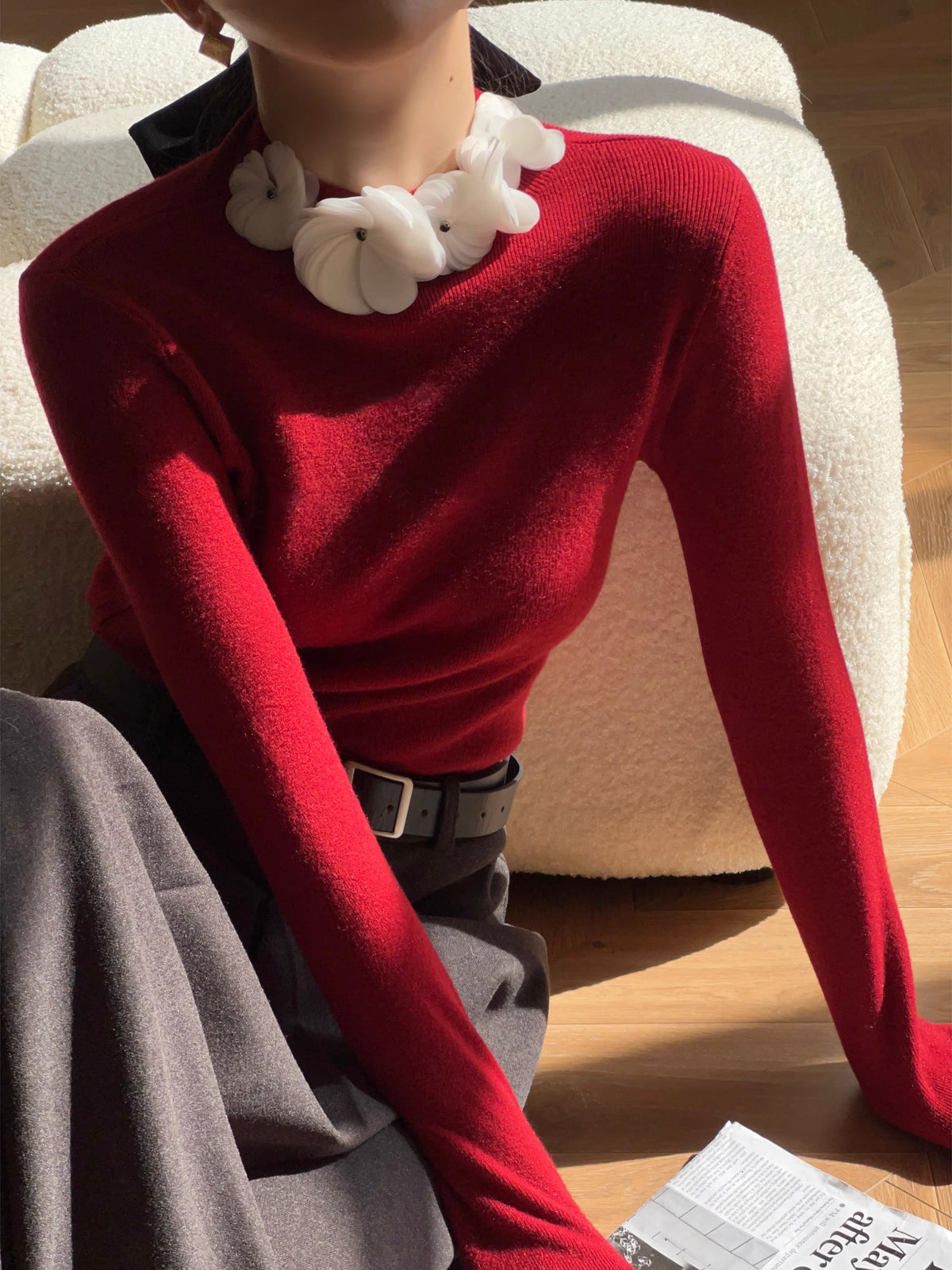 Clara | Eleganter Strickpullover mit Blumenmuster