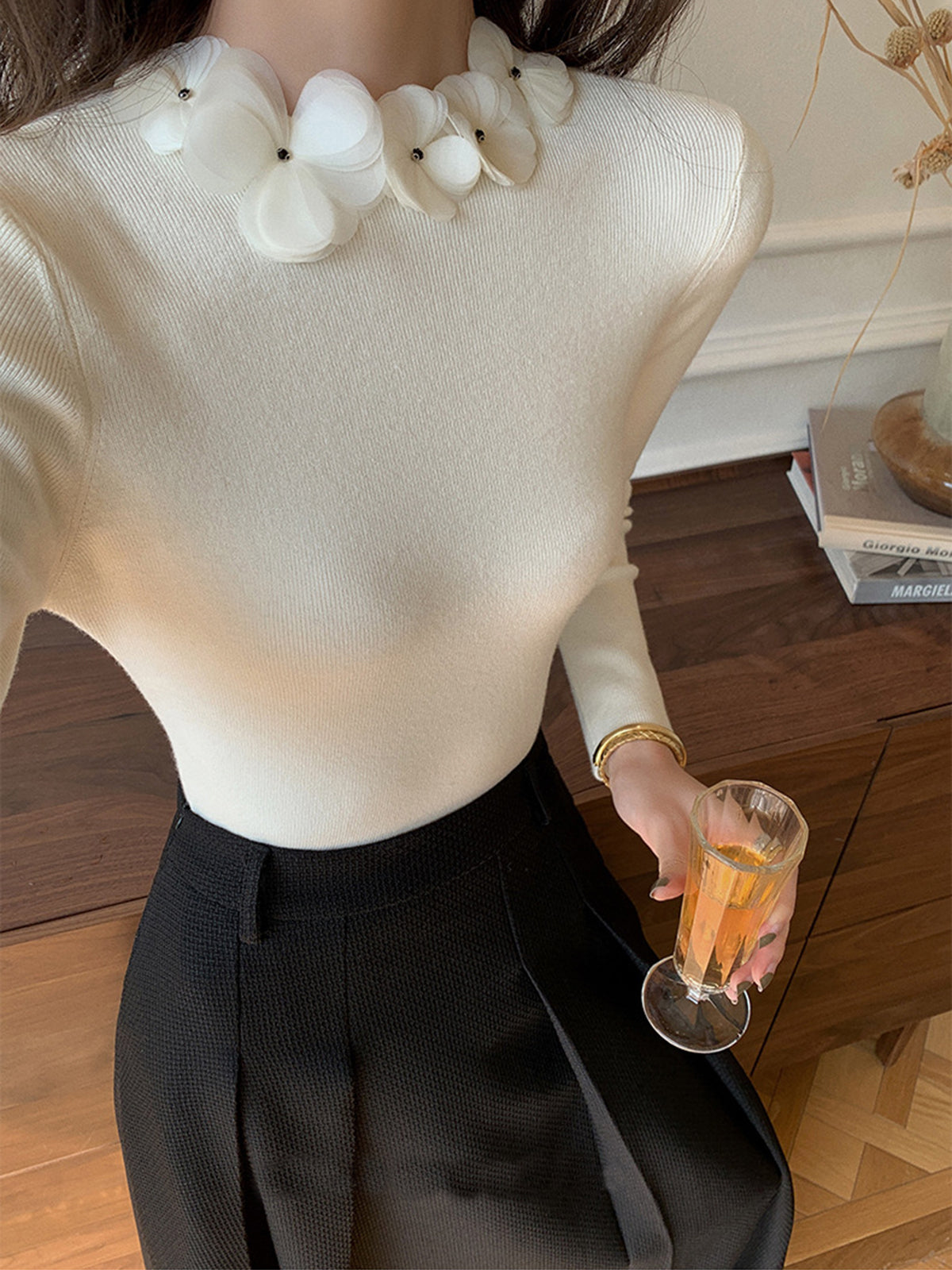 Clara | Eleganter Strickpullover mit Blumenmuster