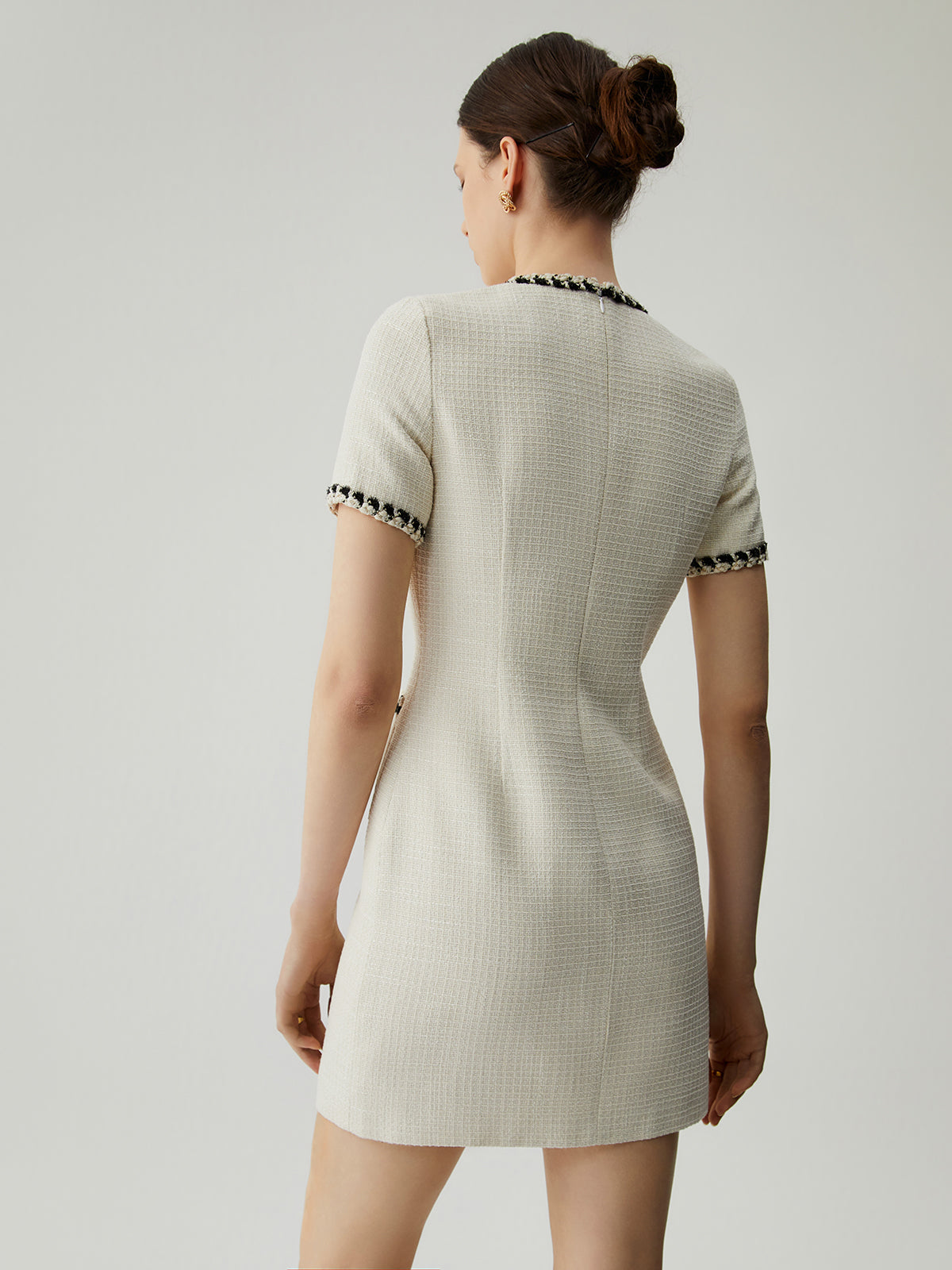 Lena | Mini Kleid mit Tweed-Kontrastdetails