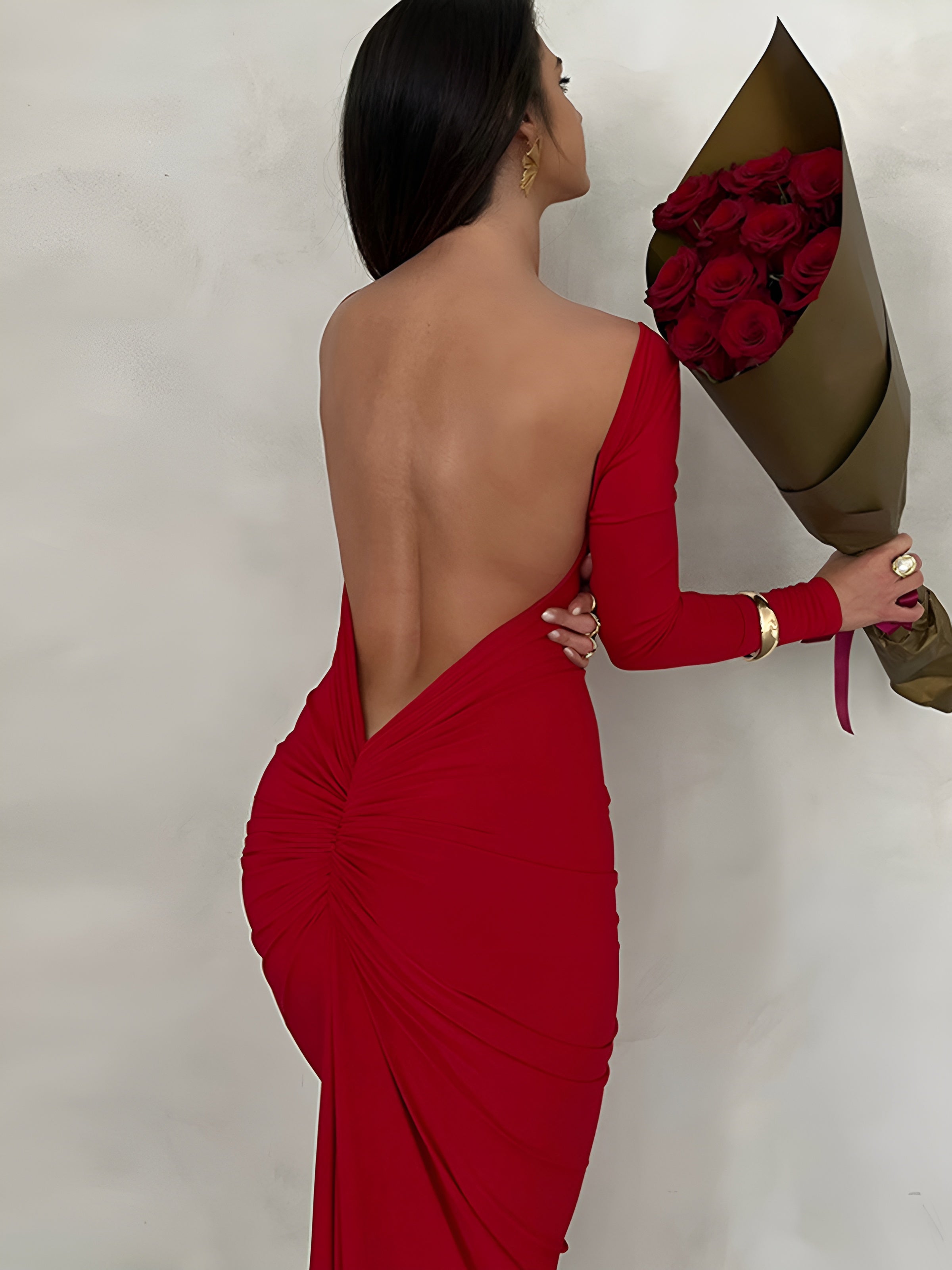 Clara | Elegantes Maxikleid mit gerafftem Rückenausschnitt