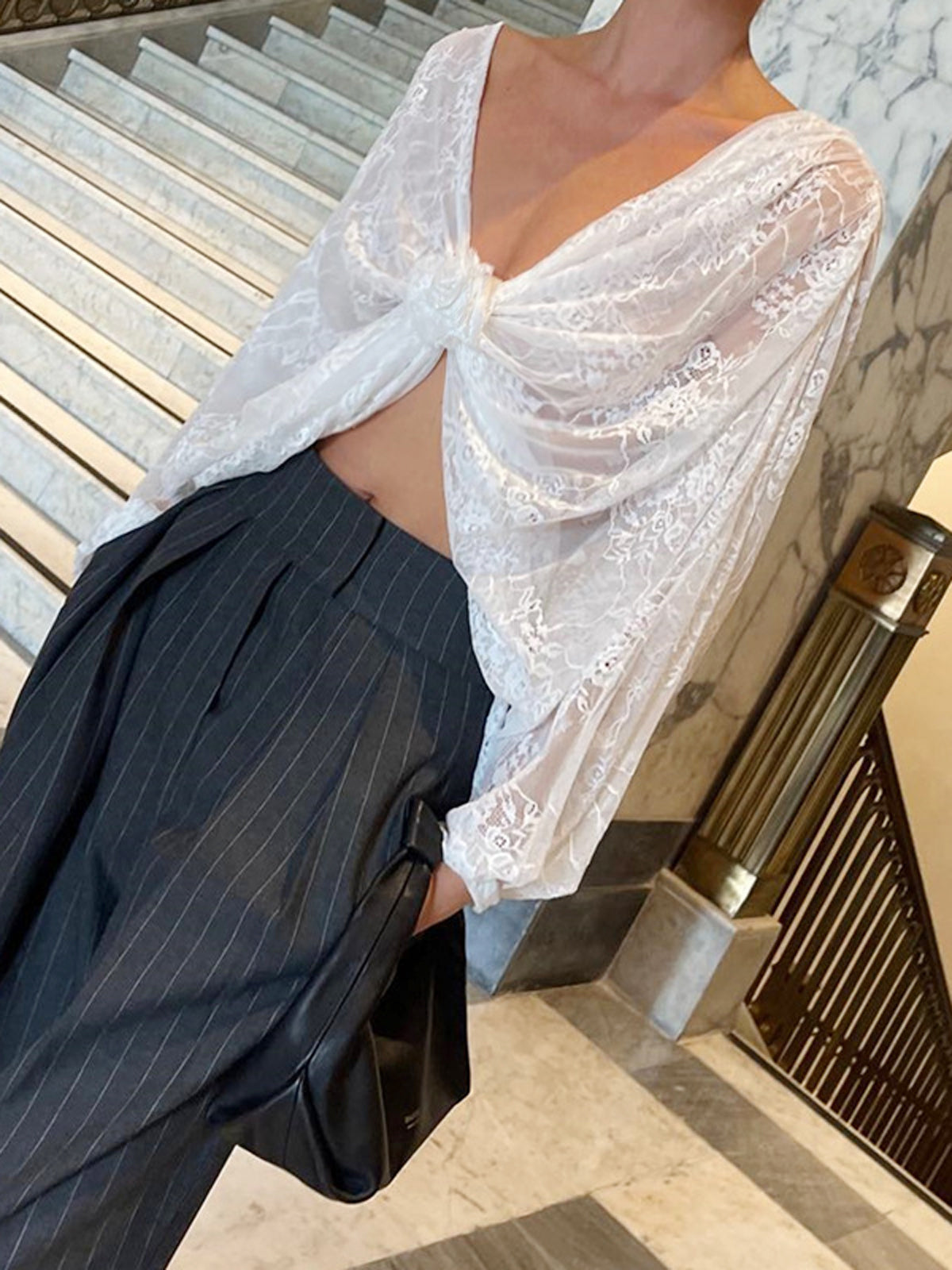 Maja | Floral Dekor Spitzendetail Bluse