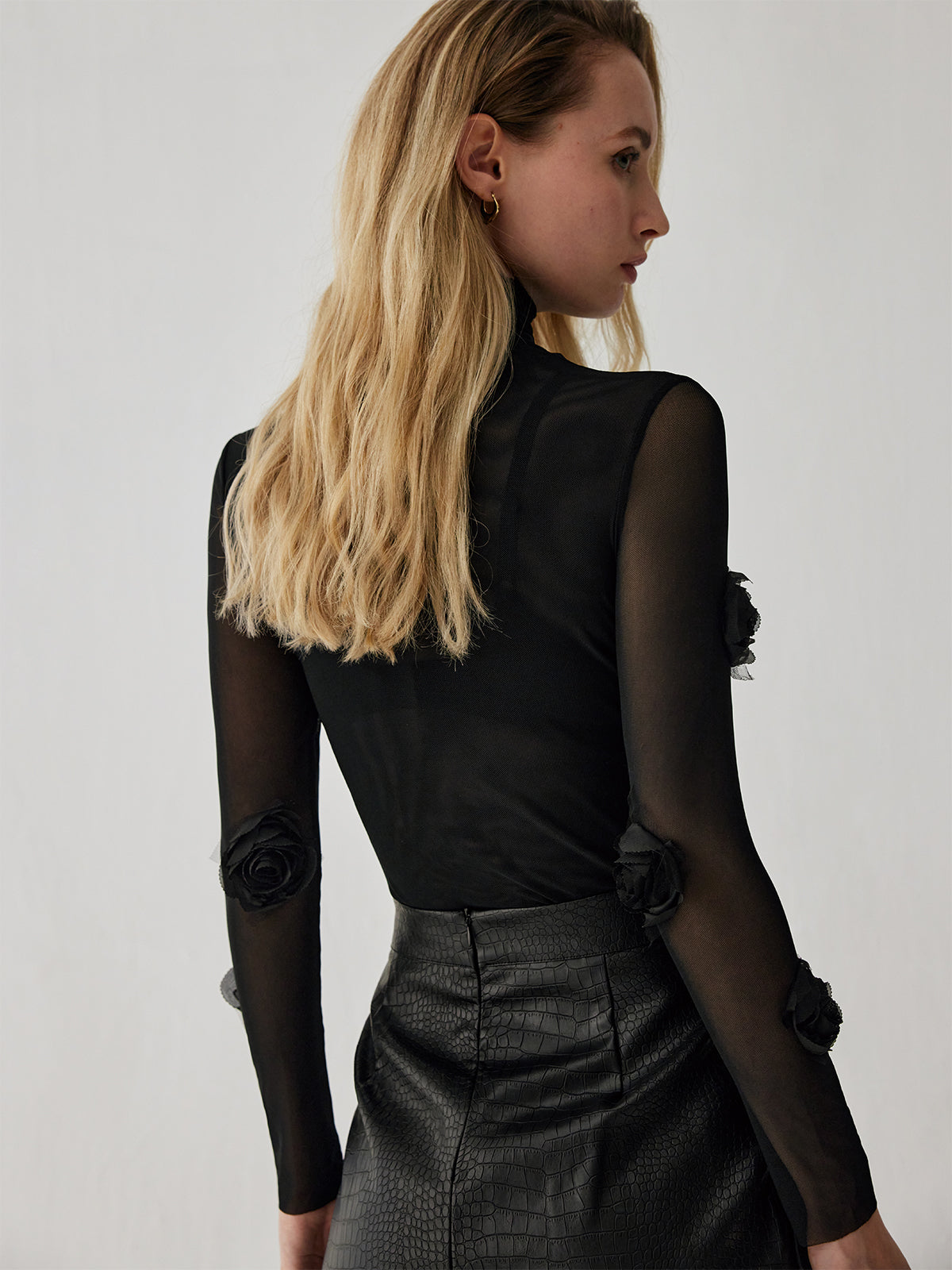 Eleganz | Pulloverhemd mit 3D-Blumendekor