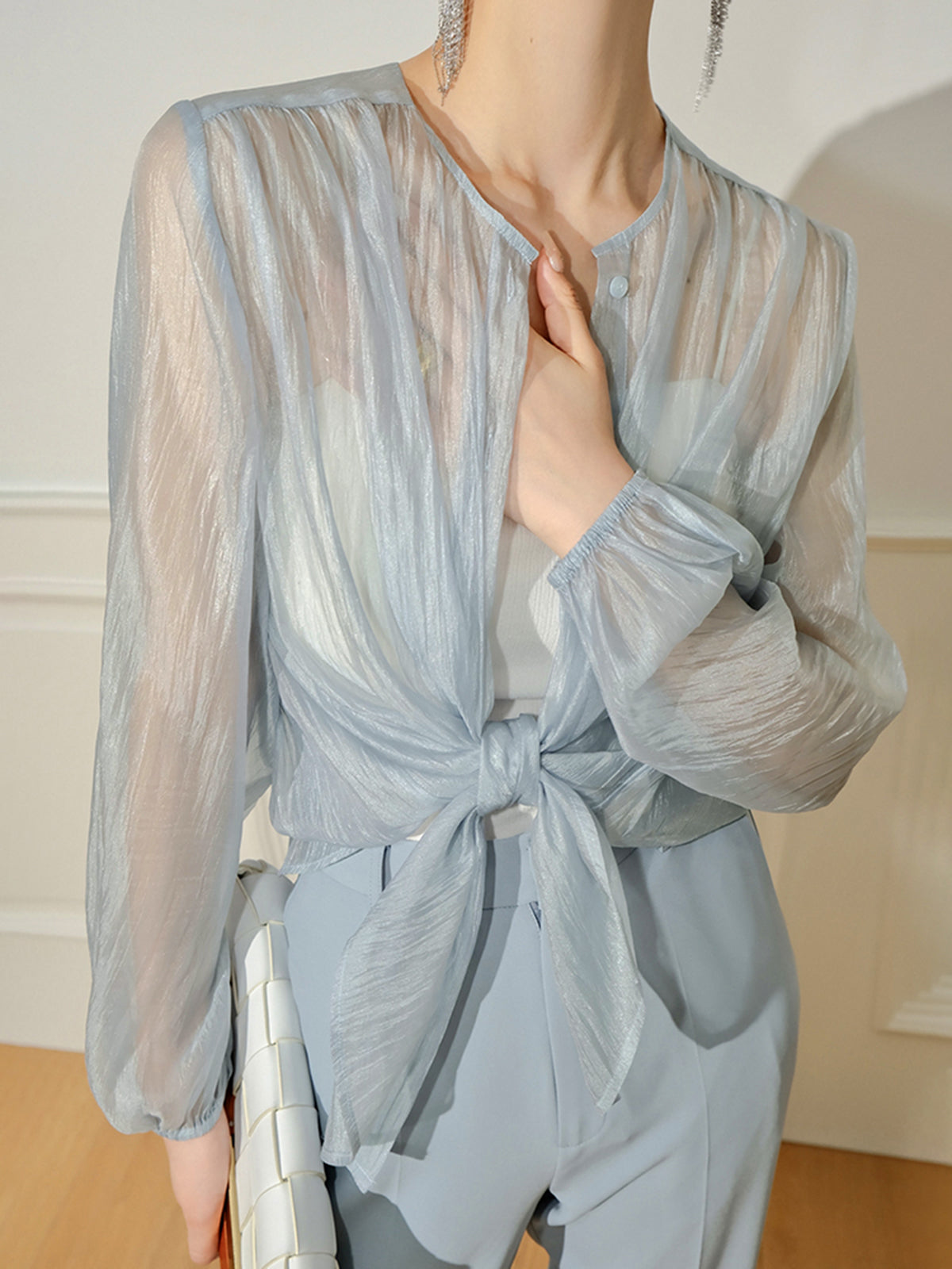Lisa | Durchsichtiges Langarm-Button-Up Hemd
