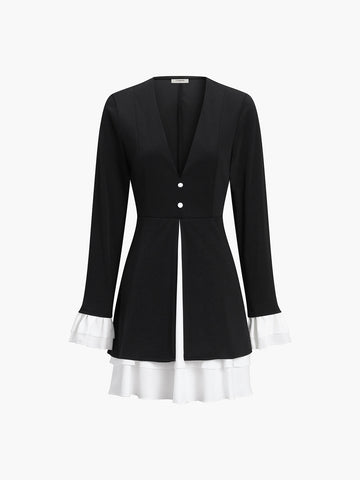 Clara | Elegantes Blazer-Kleid mit V-Ausschnitt und Knopfverschluss