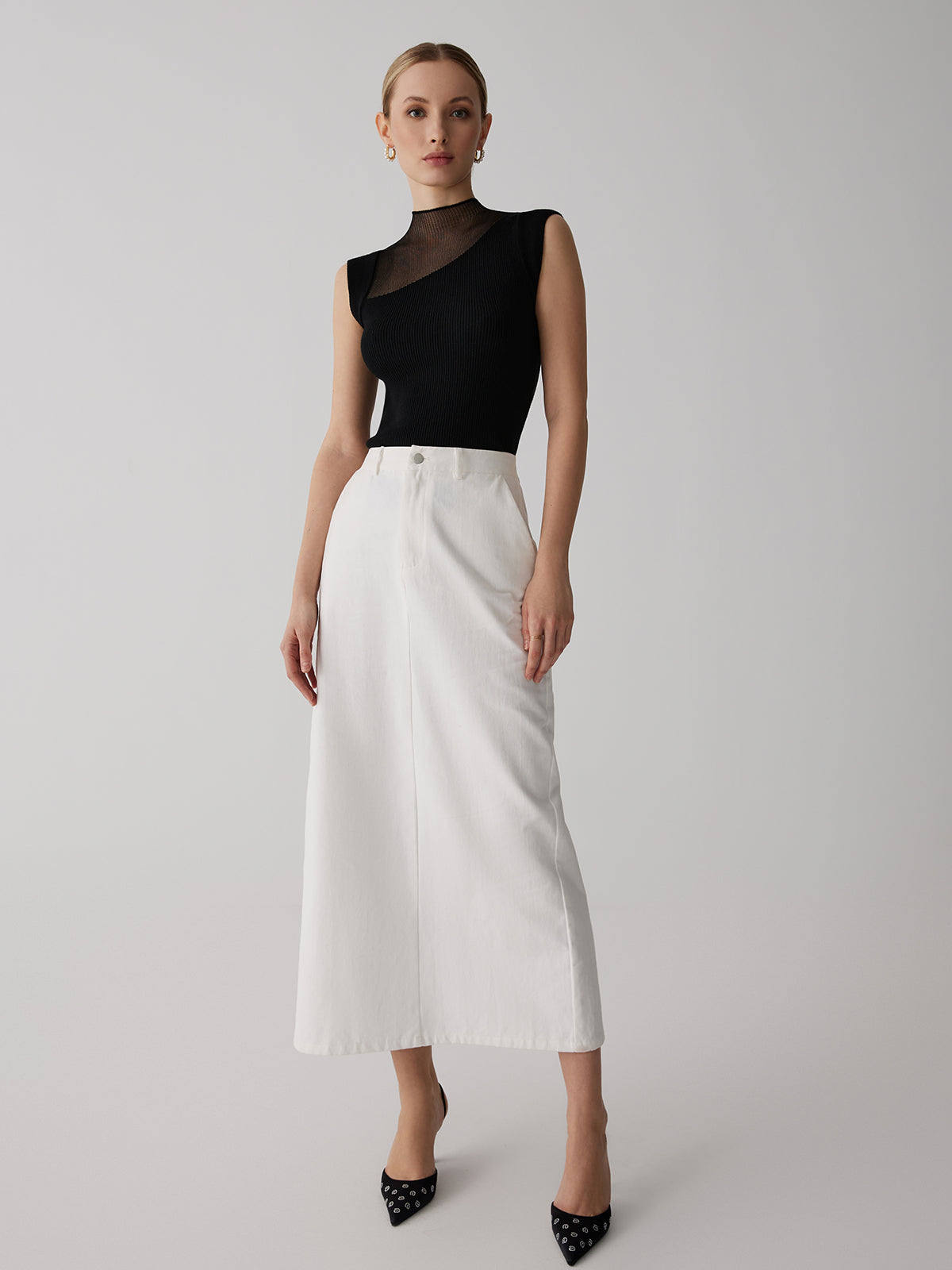 Mia | Ärmelloses Mesh-Patchwork-Top