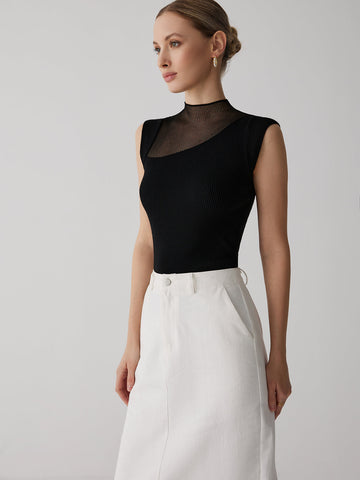 Mia | Ärmelloses Mesh-Patchwork-Top