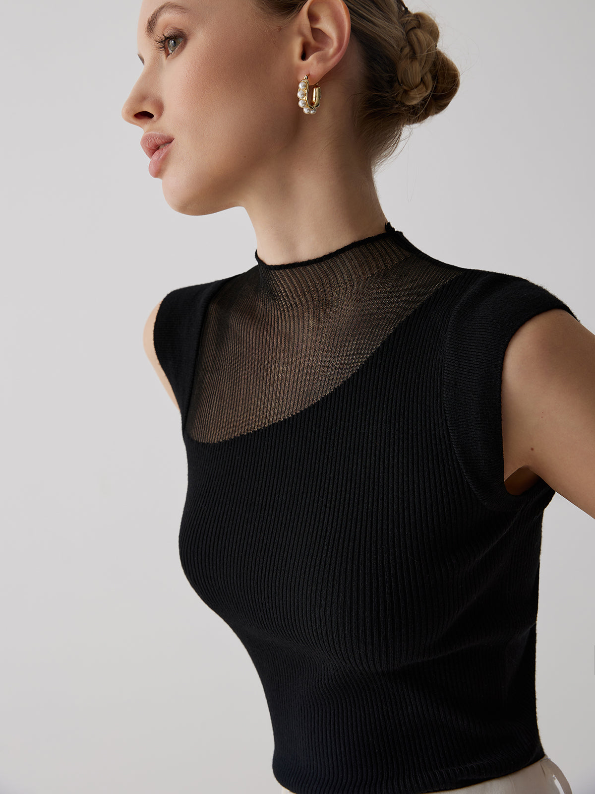 Mia | Ärmelloses Mesh-Patchwork-Top