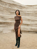 Clara | Asymmetrisches One-Shoulder Split Strickkleid