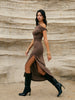 Clara | Asymmetrisches One-Shoulder Split Strickkleid