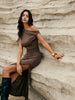 Clara | Asymmetrisches One-Shoulder Split Strickkleid