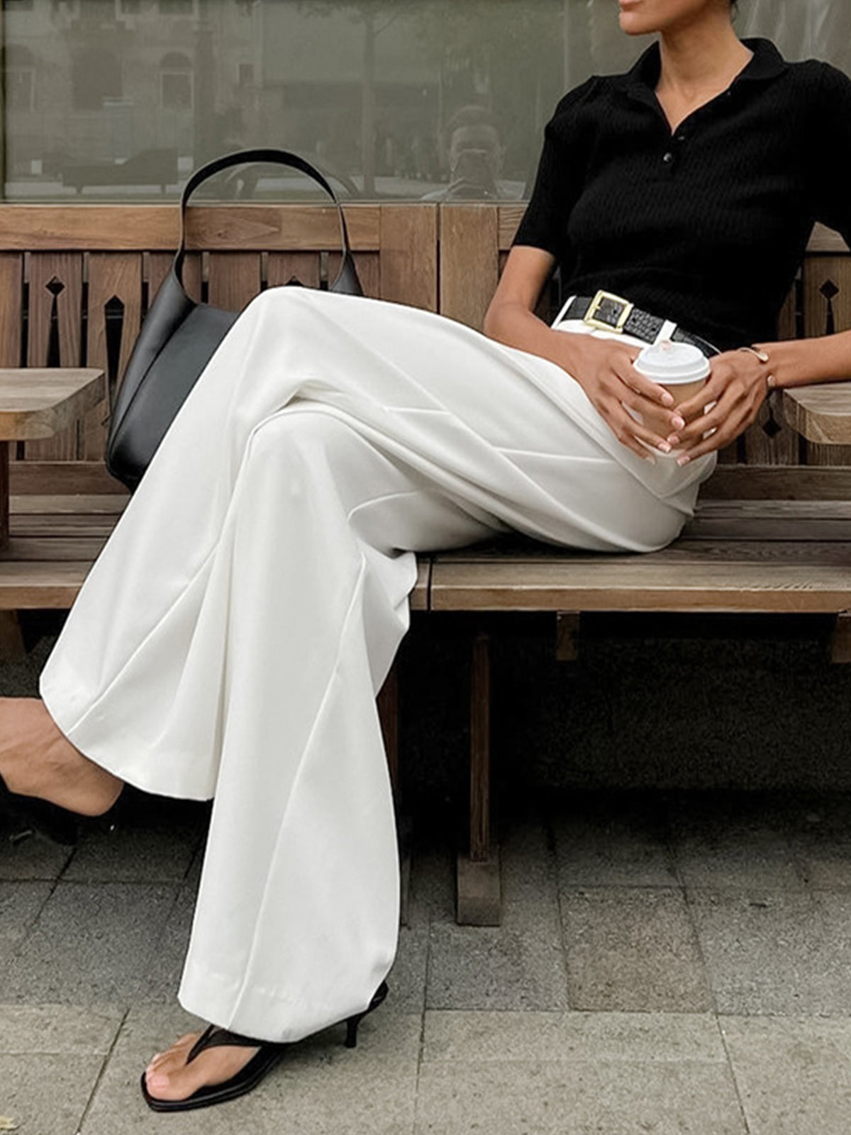 Diana | Elegante Hose mit weitem Bein ohne Gürtel