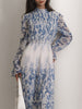 Anna | Plissiertes Langarmkleid mit Blumenmuster