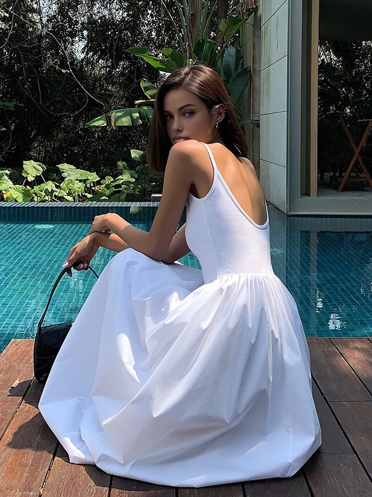 Mia | Patchwork-Taschen Baumwoll-Cami-Midikleid