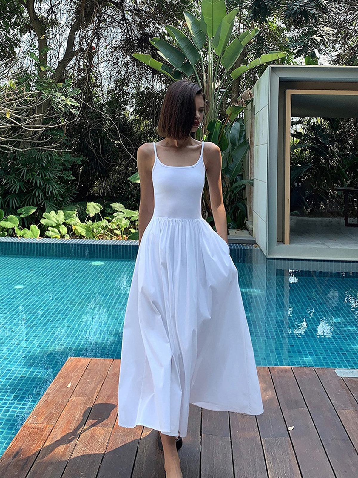 Mia | Patchwork-Taschen Baumwoll-Cami-Midikleid