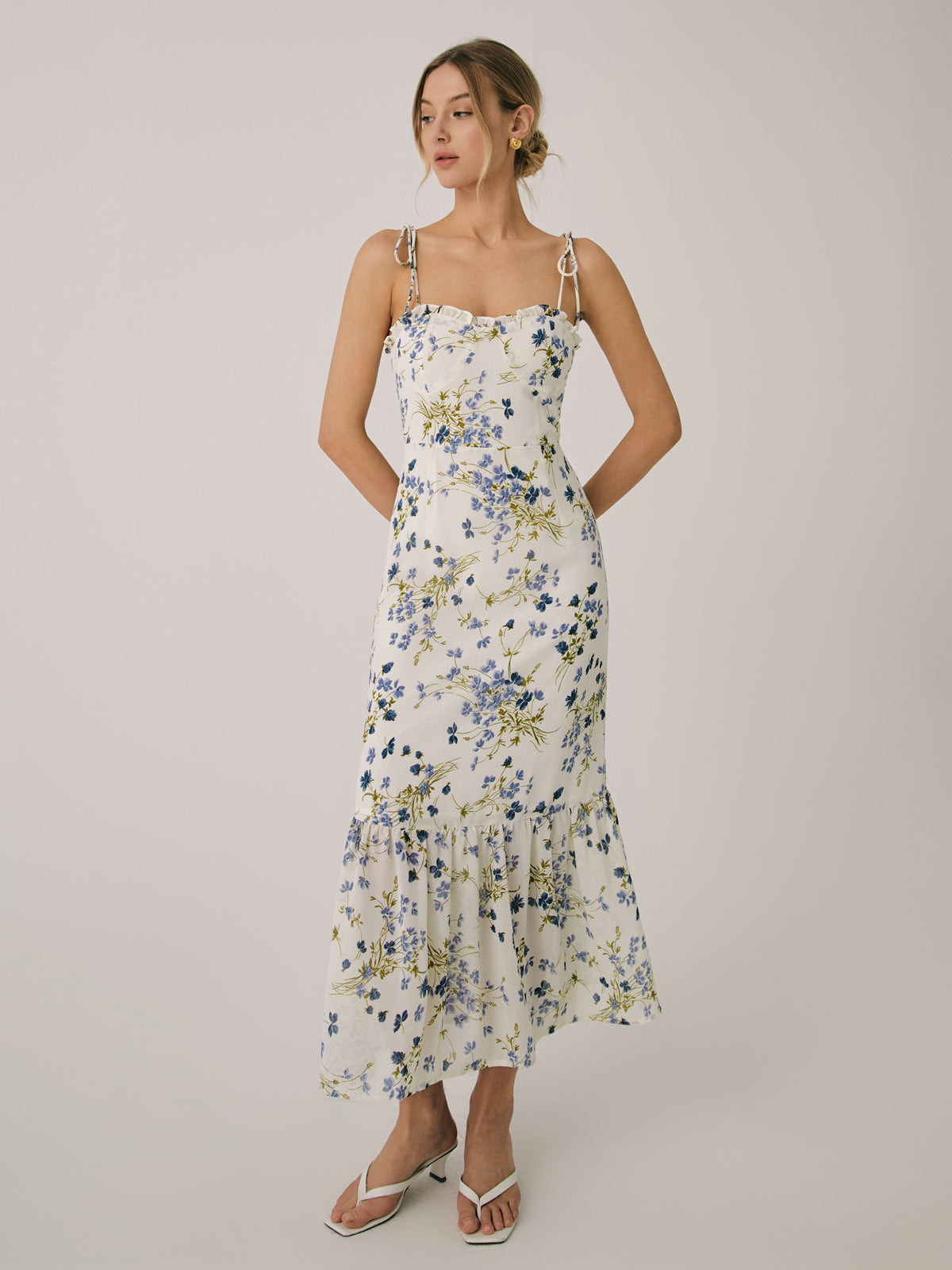 Mia | Rüschenshirt-Maxikleid mit Blumenmuster