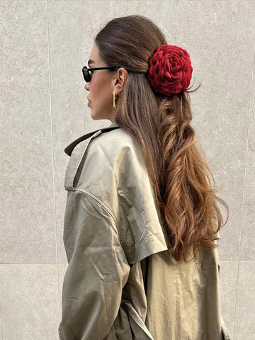 Rosa | Große Haarspange mit Blumenmotiv