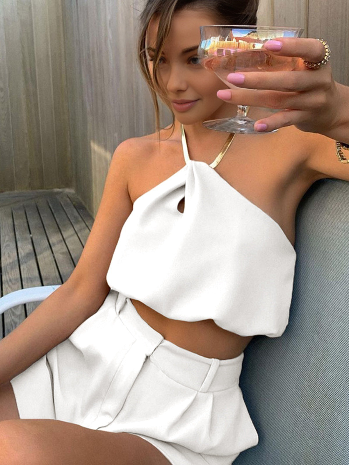 Sophie | Halterloses Crop-Top ohne Ärmel