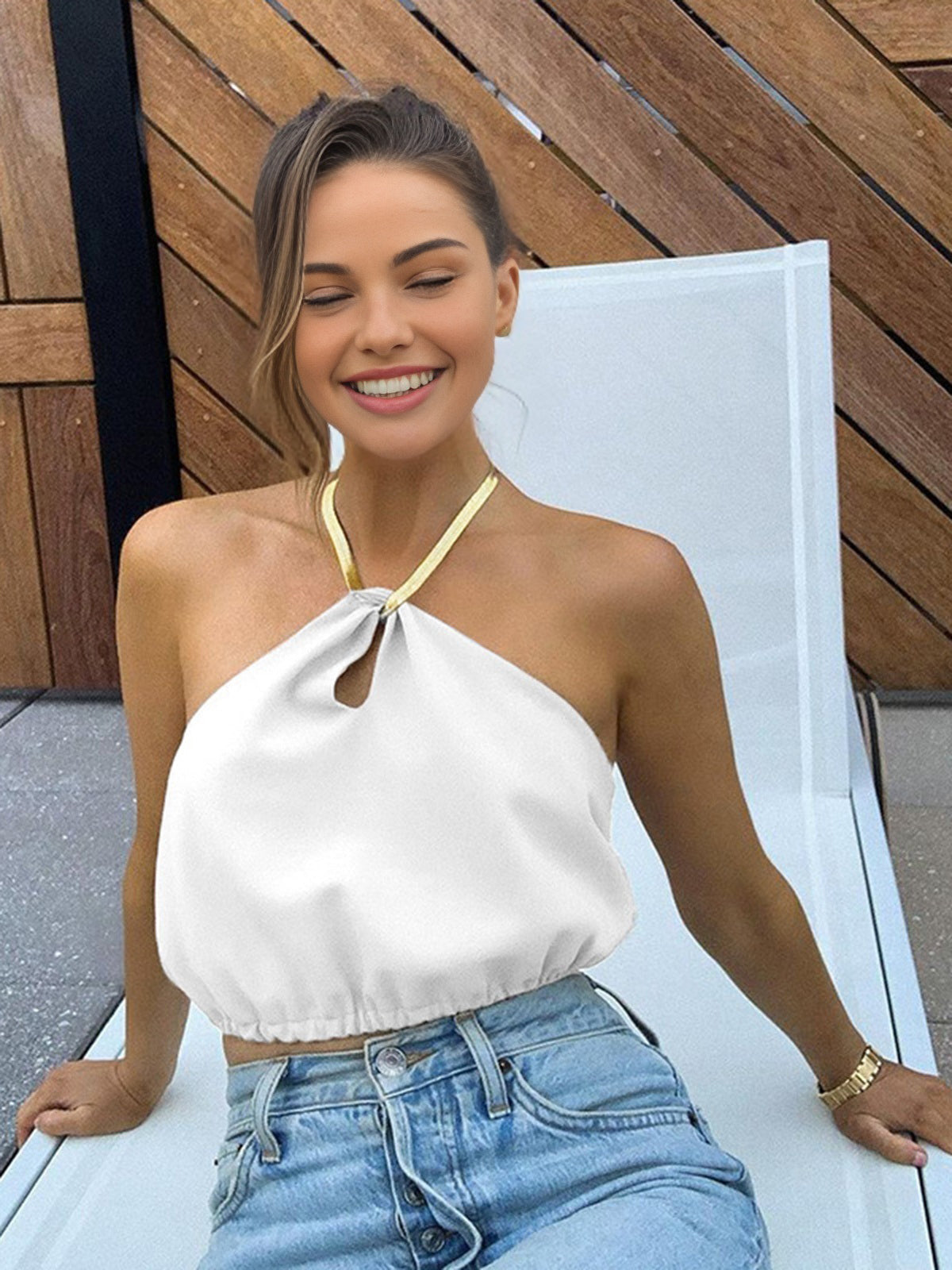 Sophie | Halterloses Crop-Top ohne Ärmel