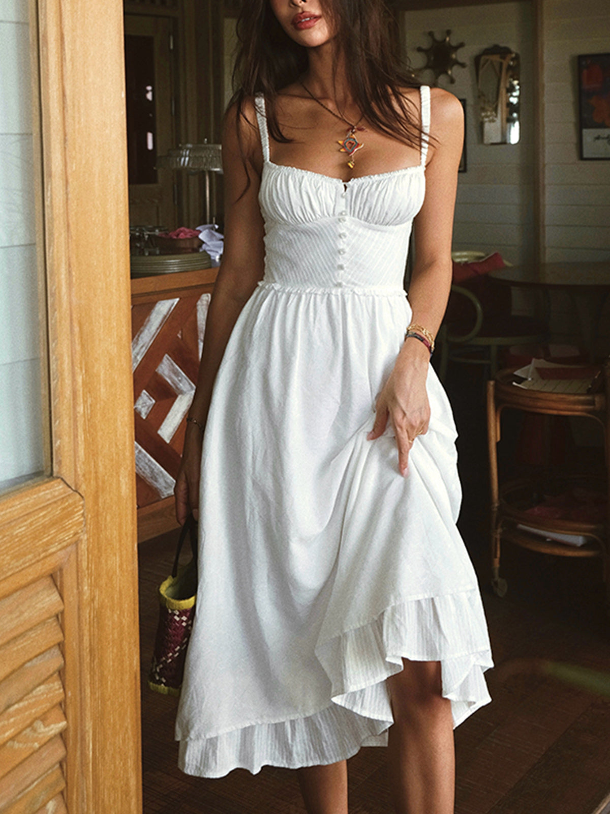 Luisa | Elegantes Midi-Kleid mit Rüschensaum