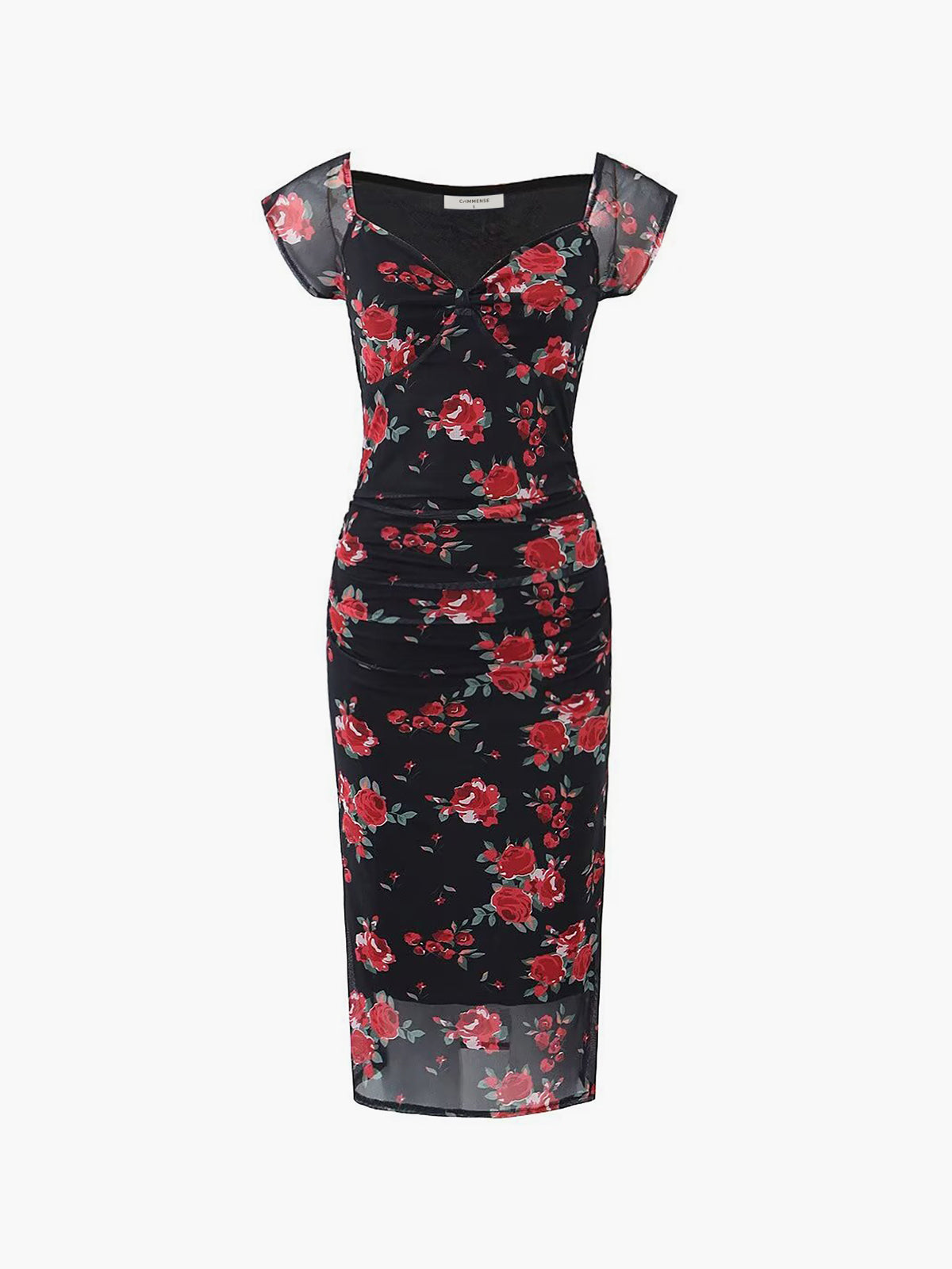Laura | Florales Midi-Kleid mit Raffung
