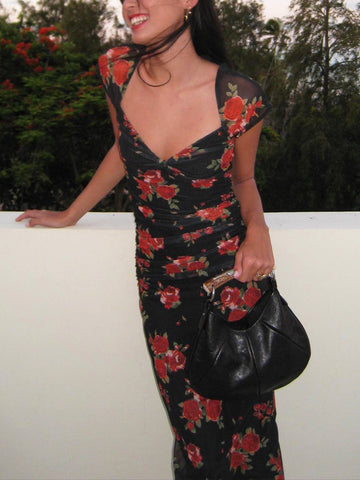 Laura | Florales Midi-Kleid mit Raffung