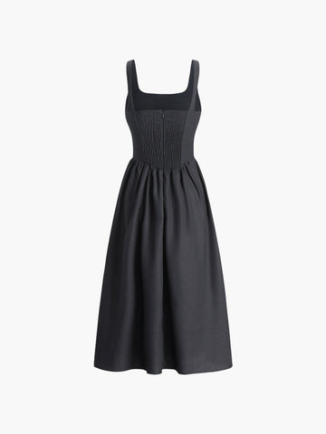 Clara | Knielanges Knotenfreies Kleid aus Baumwolle und Leinen