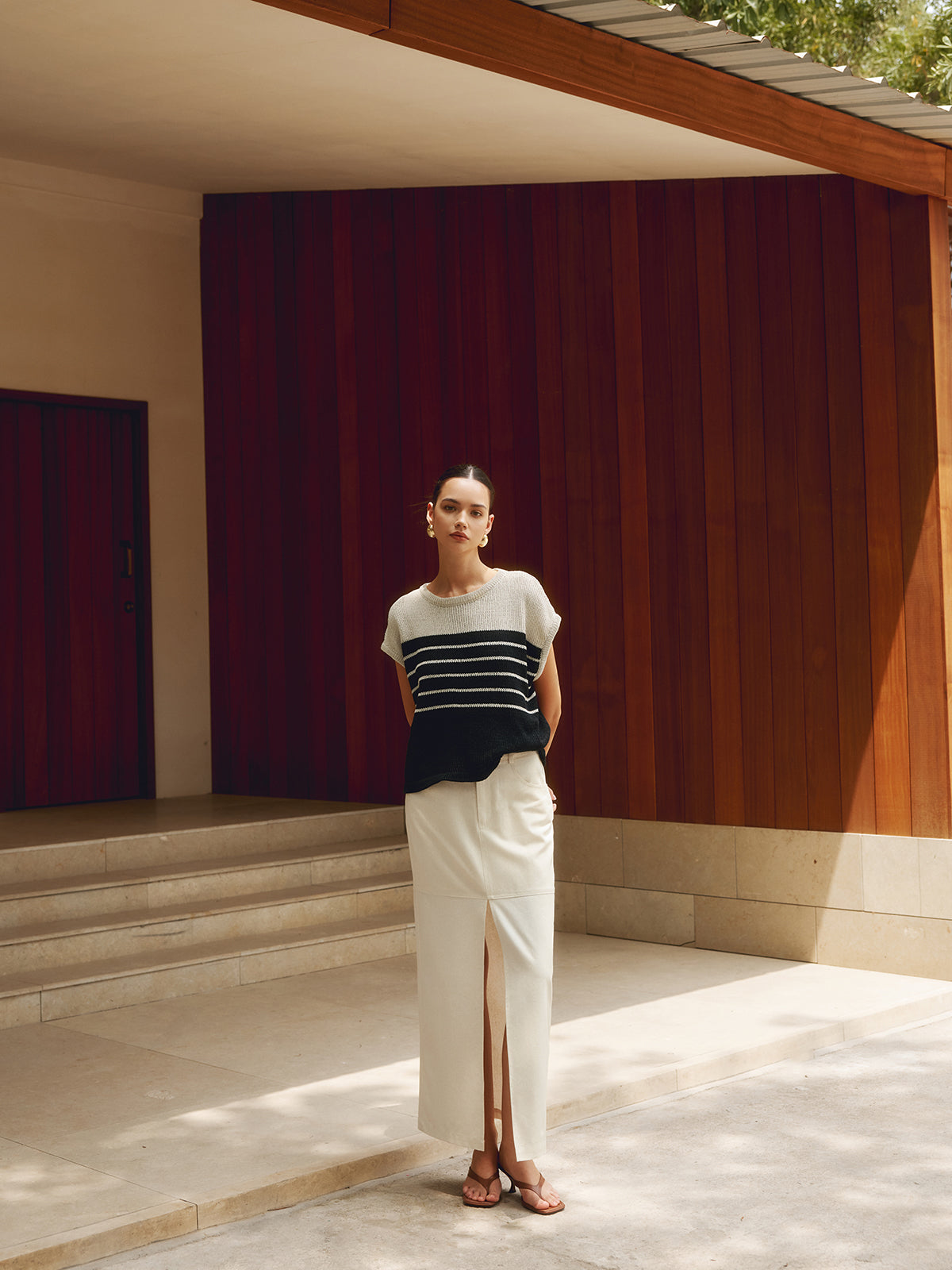 Lukas | Lässiges gestreiftes Baumwollmischungs-Strickoberteil