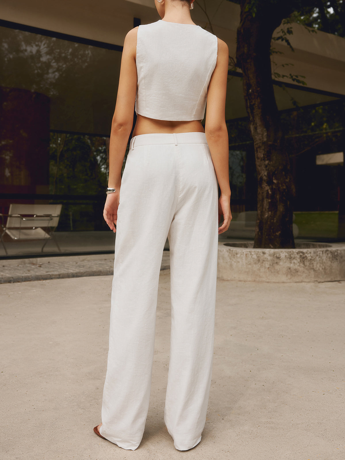 Louis | Gerade geschnittene Baumwoll- und Leinenhose