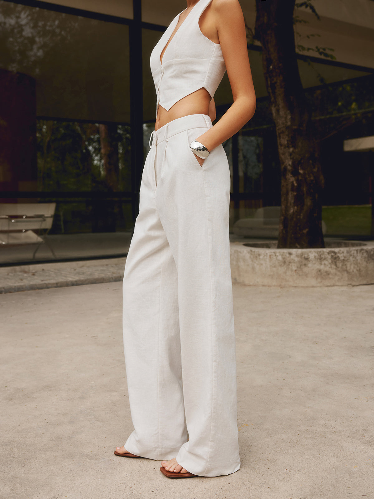 Louis | Gerade geschnittene Baumwoll- und Leinenhose