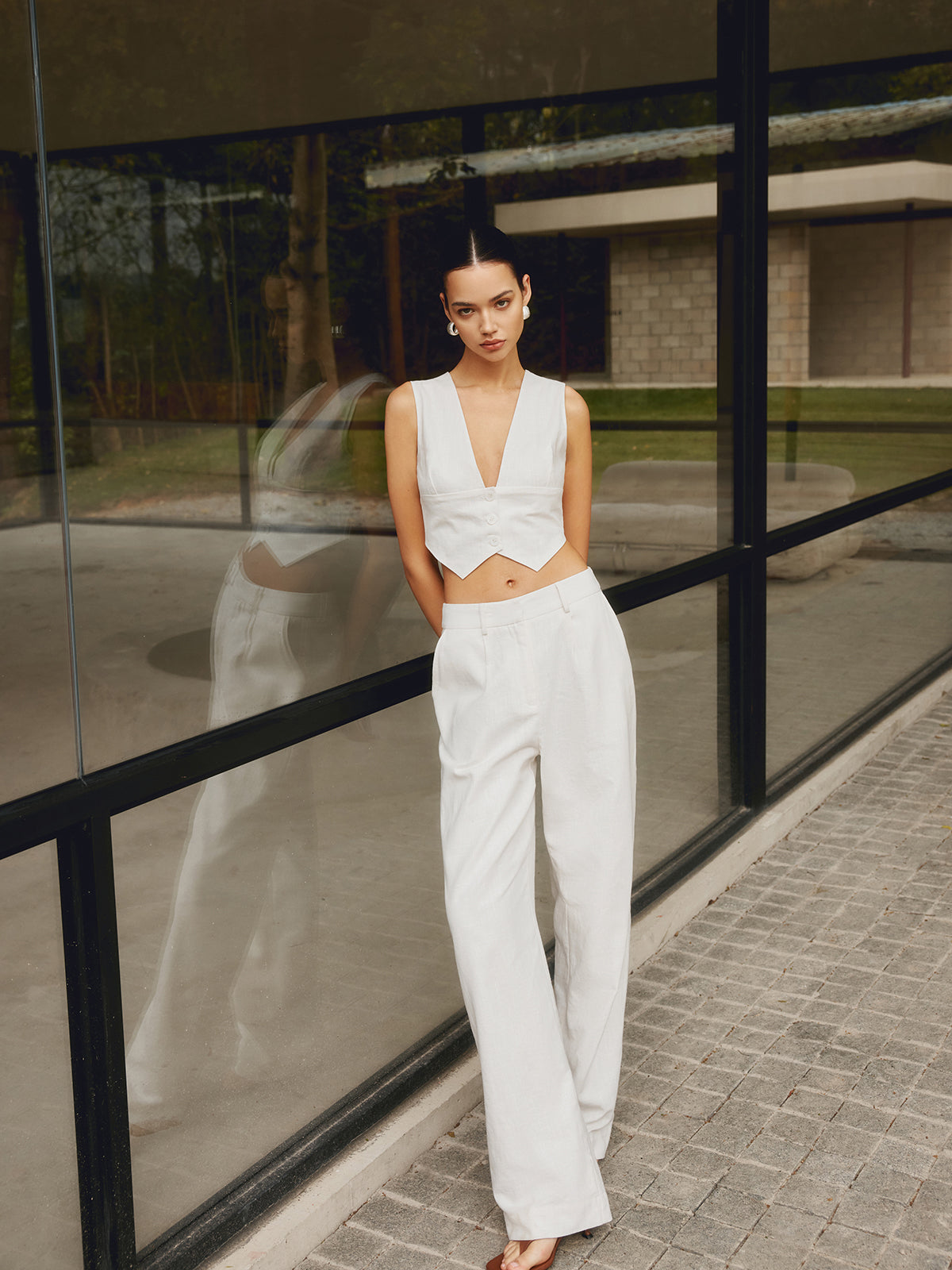 Louis | Gerade geschnittene Baumwoll- und Leinenhose