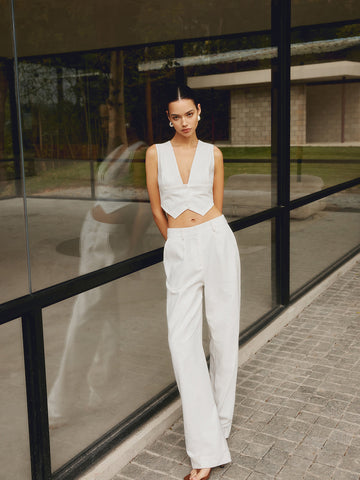 Louis | Gerade geschnittene Baumwoll- und Leinenhose