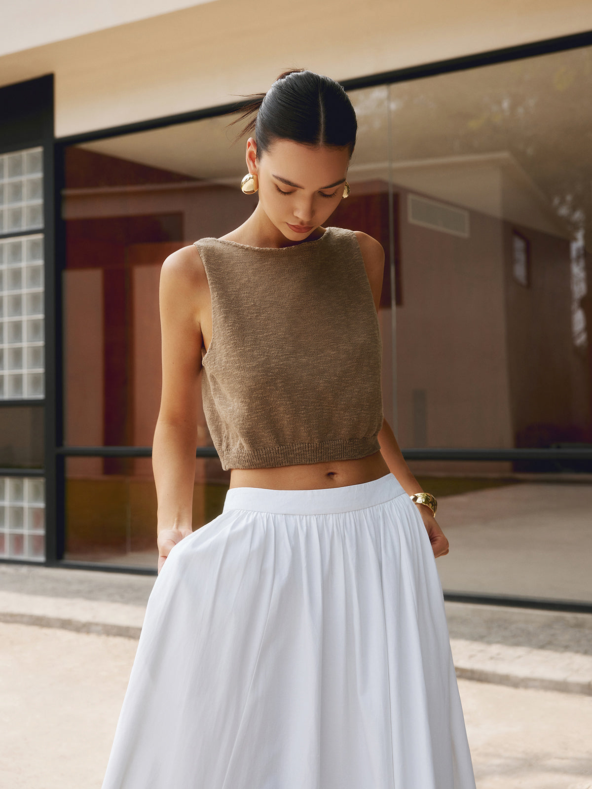 Clara | Stilvolles Baumwoll-Mix Crop Top