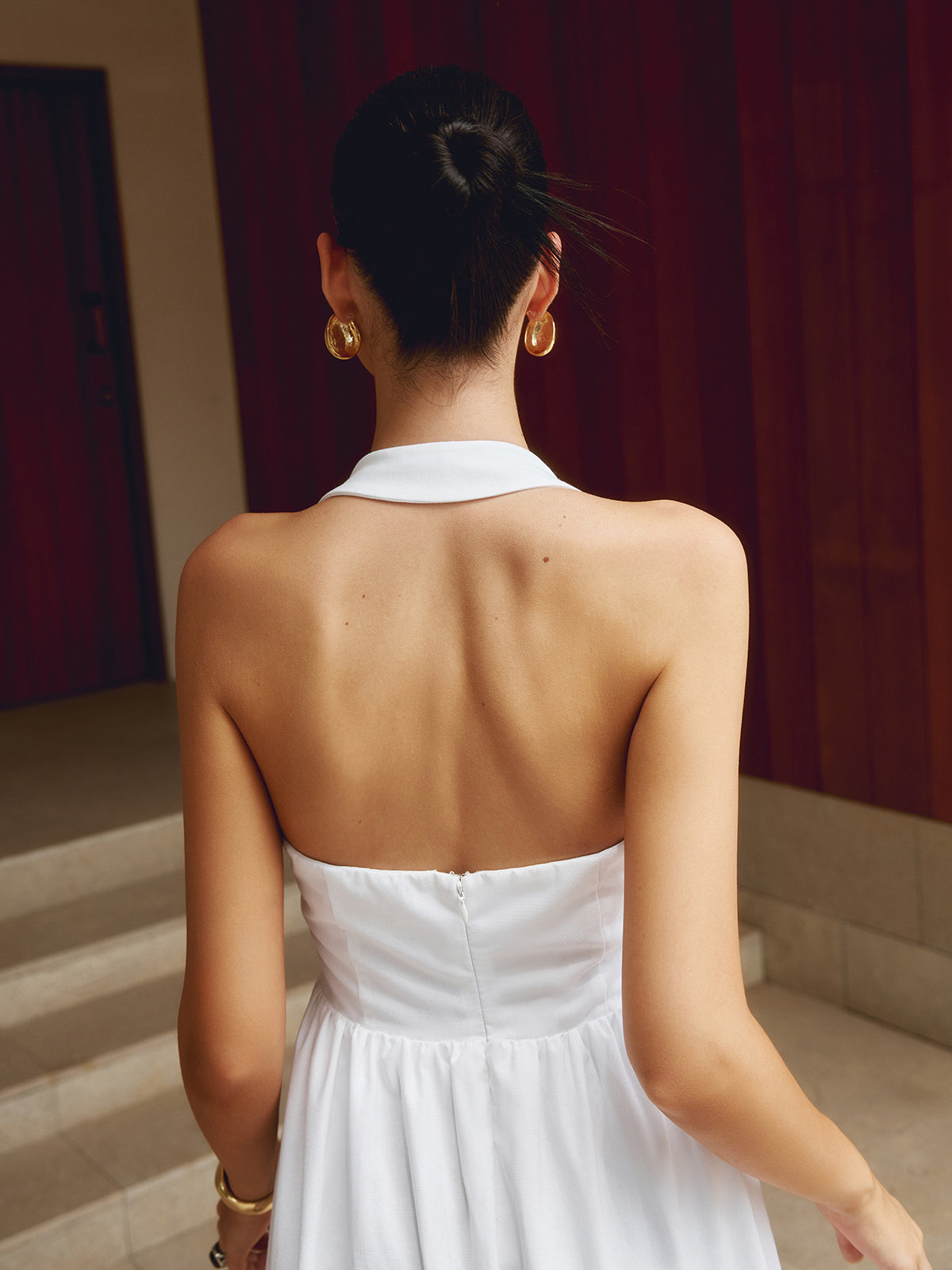 Leni | Elegantes Maxikleid aus Baumwolle und Leinen