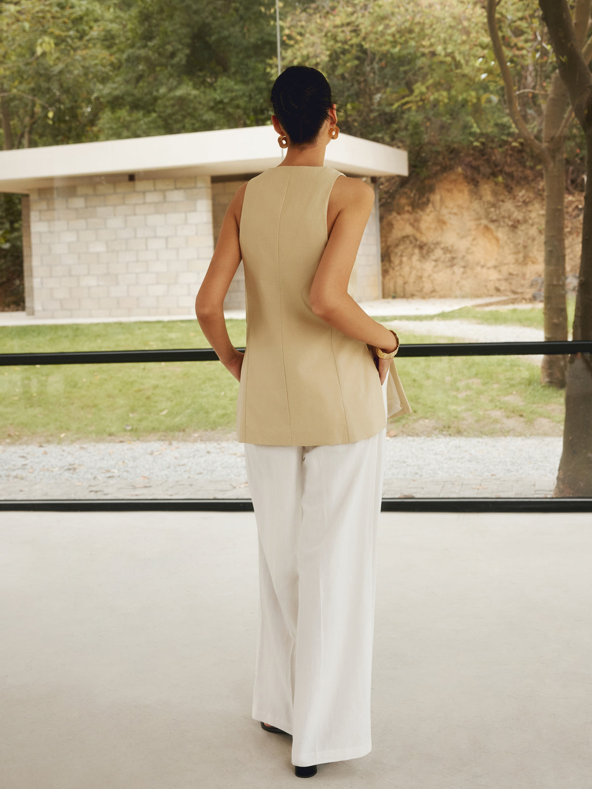 Lena | Elegante Baumwollmischung Weste mit Knopfleiste