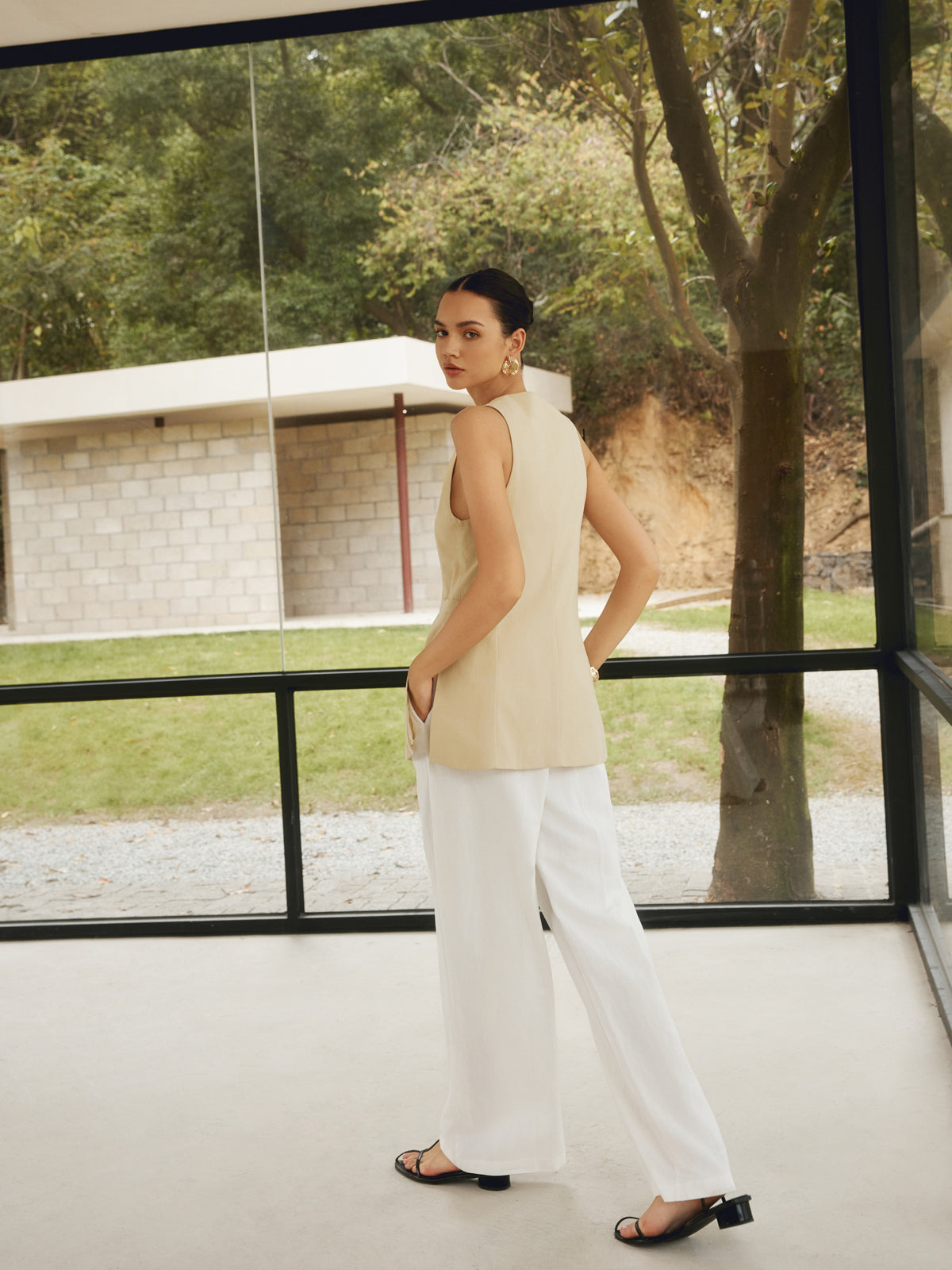 Lena | Elegante Baumwollmischung Weste mit Knopfleiste