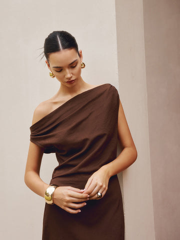 Clara | Asymmetrisches Baumwoll- und Leinenkleid